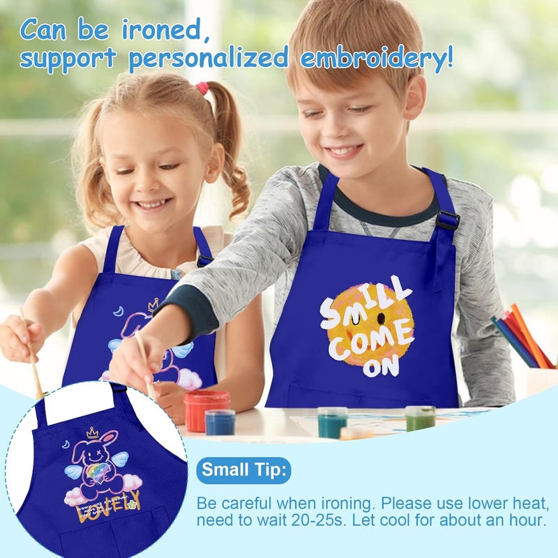 imeago 15 PCS Kids Aprons with Pockets Adjustable Chef Painting Aprons Bulk for Girls Boys Aged 6-13 Cooking Baking Crafting - Image 3